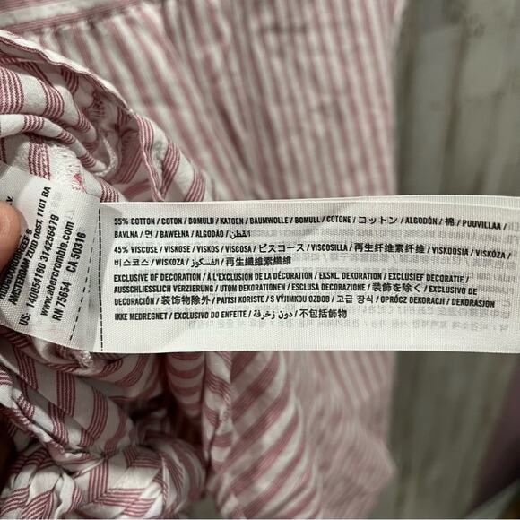 Abercrombie Pink Stripe Rolled Sleeve Button Front Shirt - Picture 6 of 7